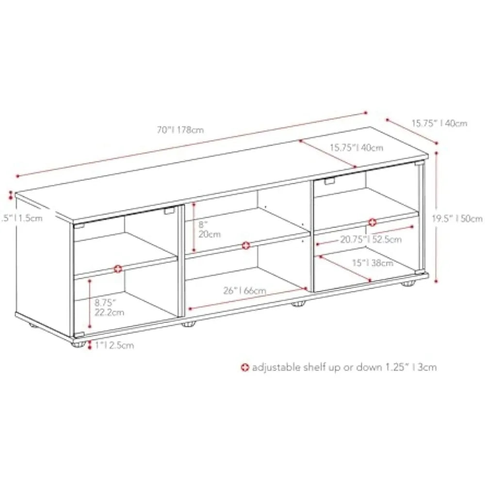 Fiji Black Engineered Wood TV Stand for TVs up to 85 Inches