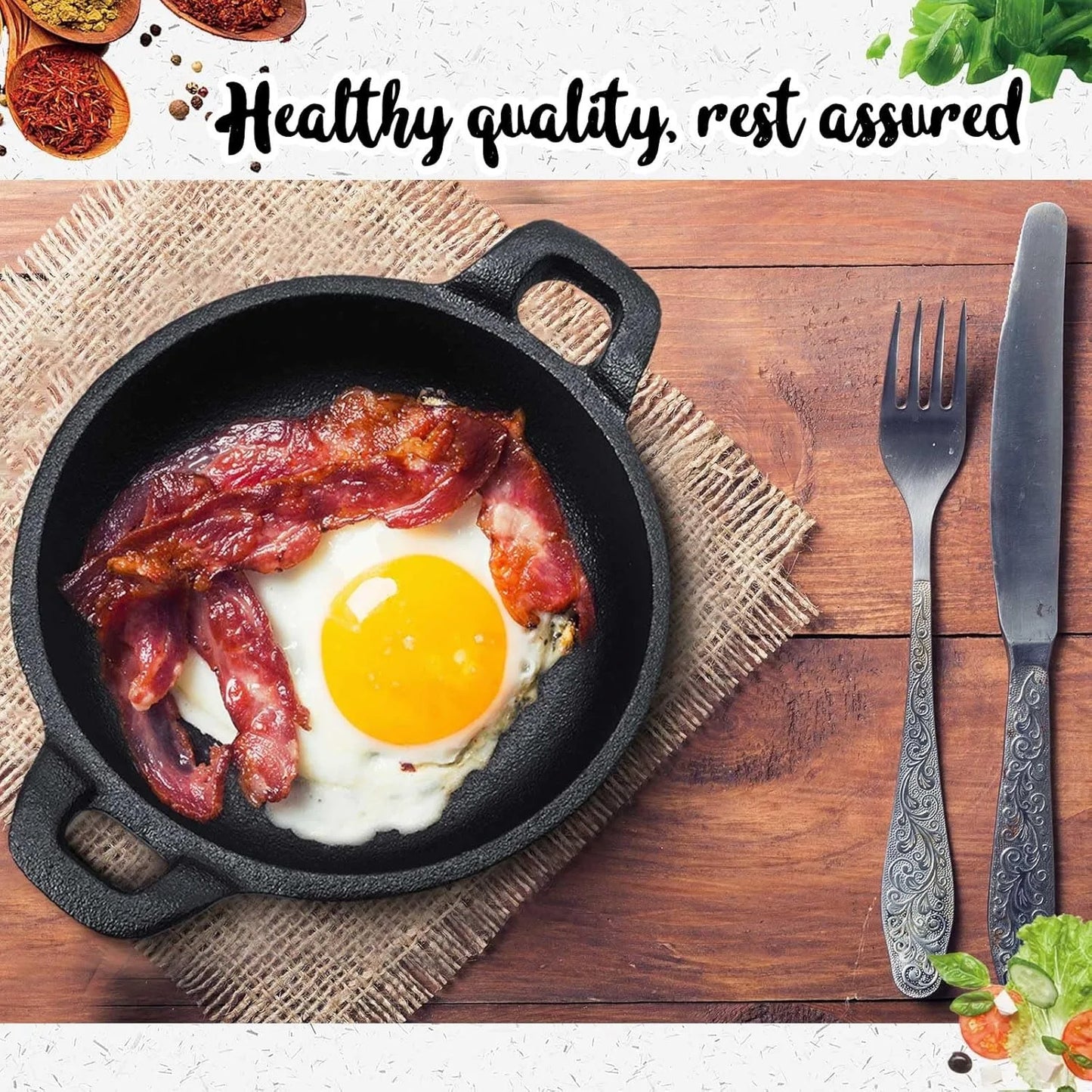 Mini Cast Iron Frying Pan Set 5x5 Inches Ideal Kitchen Companion