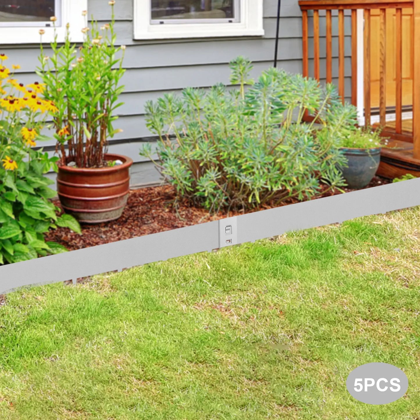 5PCS Outdoor Steel Lawn Edging Flexible Landscape Barrier 39 Inches