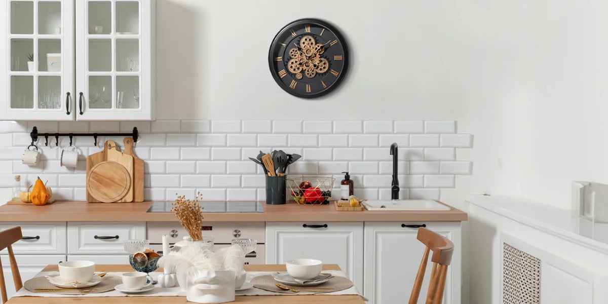 Large Vintage Mechanical Wall Clock 16 Inch Industrial Decor for Home