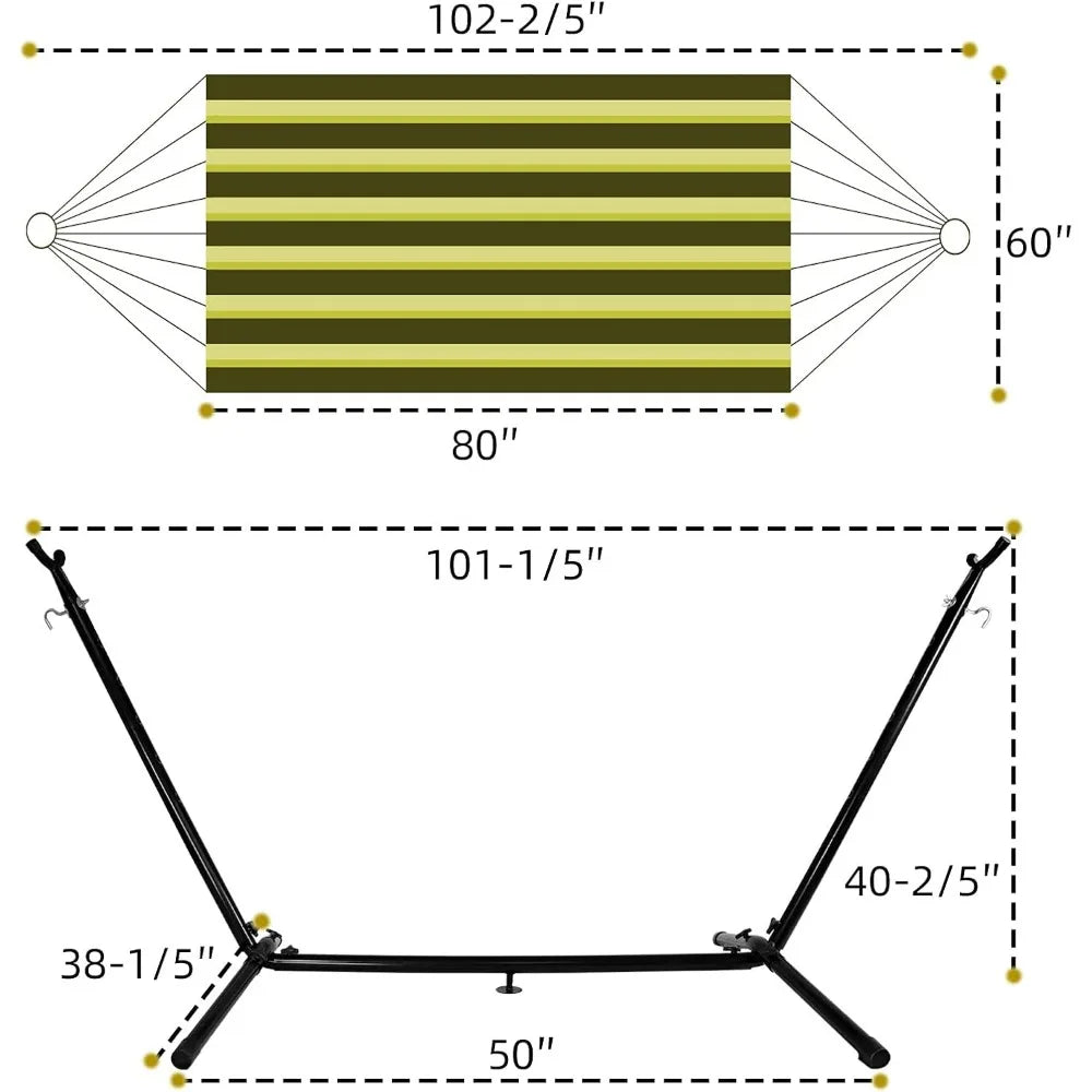 Large Hammock with Steel Stand for 2 Person Relaxation Max 600 Lbs