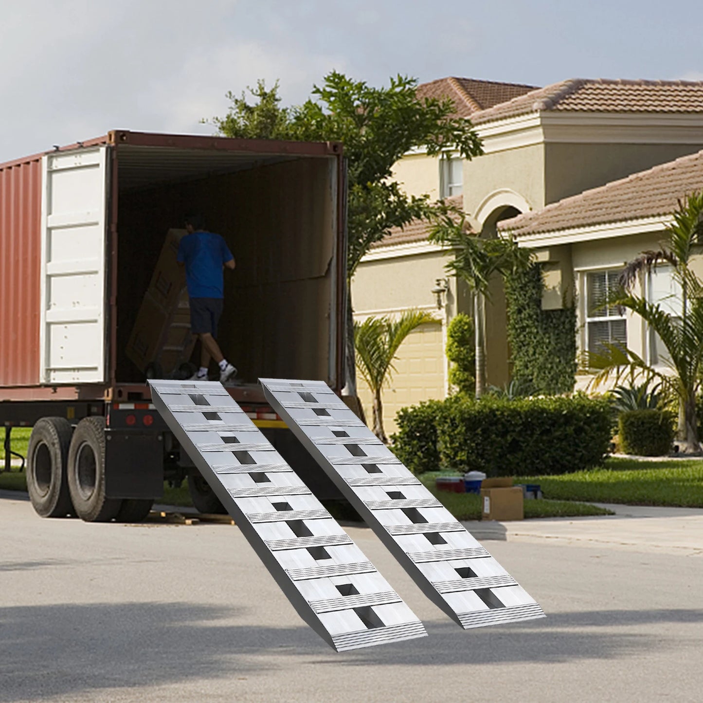 2pcs Heavy-Duty Aluminum Trailer Ramps 6000lbs 60"x12" Anti-Slip Ramps