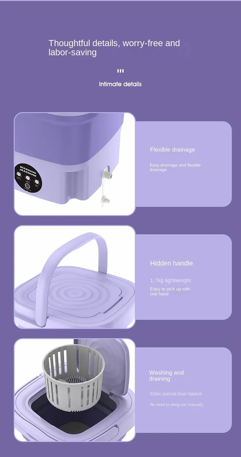 Portable Mini Washing Machine Bucket for Clothes Travel Washer