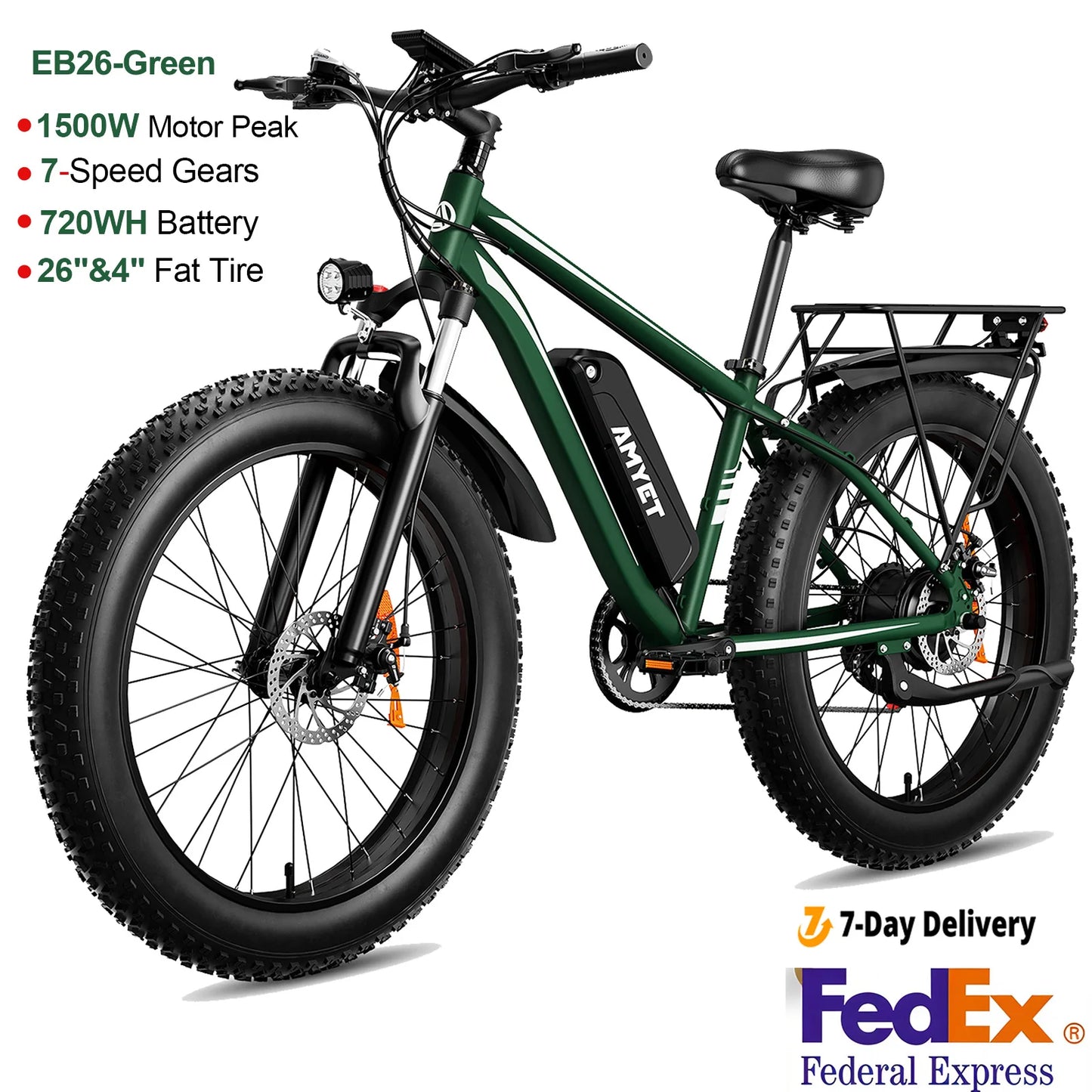 Ljustra AMYET EB26 Electric Bike 1500W 28mph Adult Mountain Bike