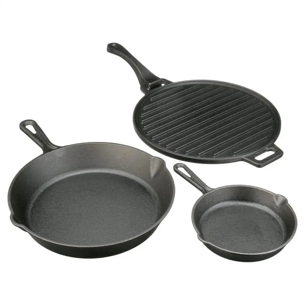 Ljustra Pre-Seasoned Cast Iron Skillet Set 4-Piece Griddle Cooking