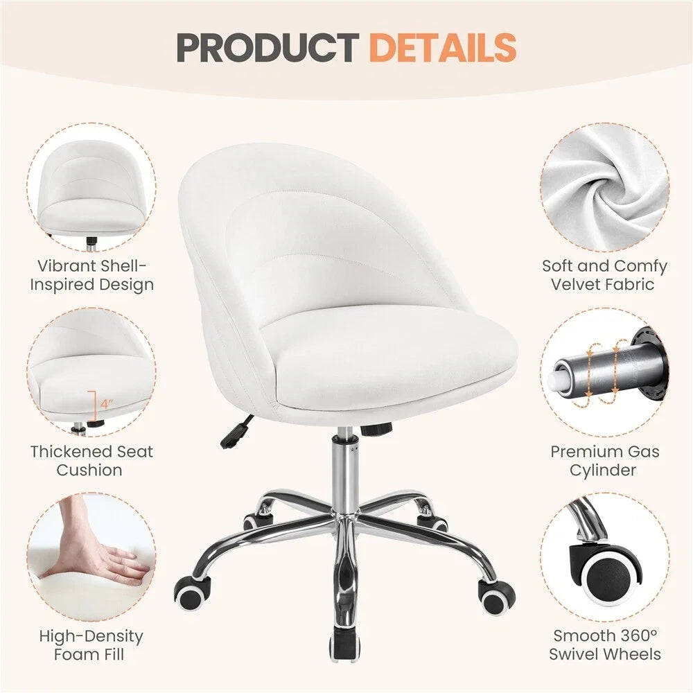 Modern Armless Desk Chair Home Office Swivel Vanity Chair