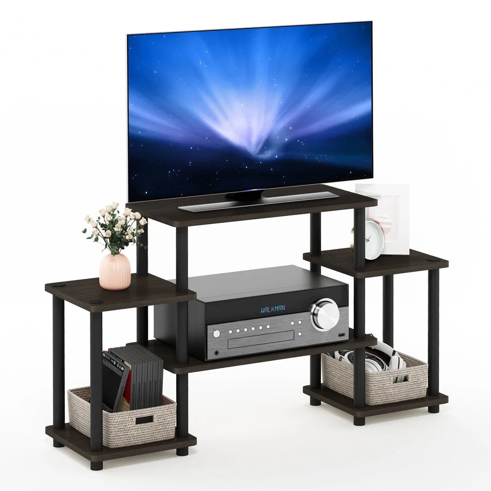 Easy Assembly Open Shelf Entertainment Center TV Stand Storage Unit