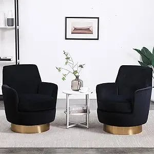 Swivel Barrel Chair Set of 2 Modern Velvet Accent Chairs 360 Degree