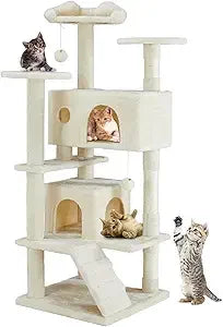 Ljustra 54inch Indoor Cat Tree Tower Multi-Level Pet House for Cats