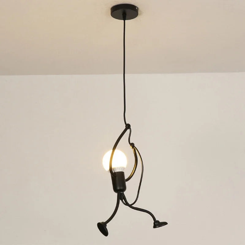 Vintage Iron Little Man Chandelier Modern LED Ceiling Lamp Pendant Light