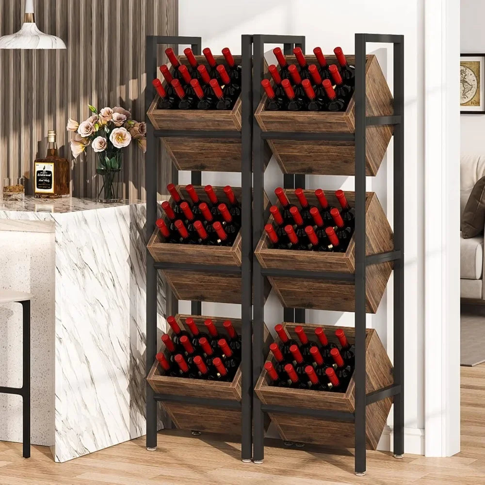 Freestanding Wooden Wine Rack 3 Tier Liquor Bottle Organizer Storage
