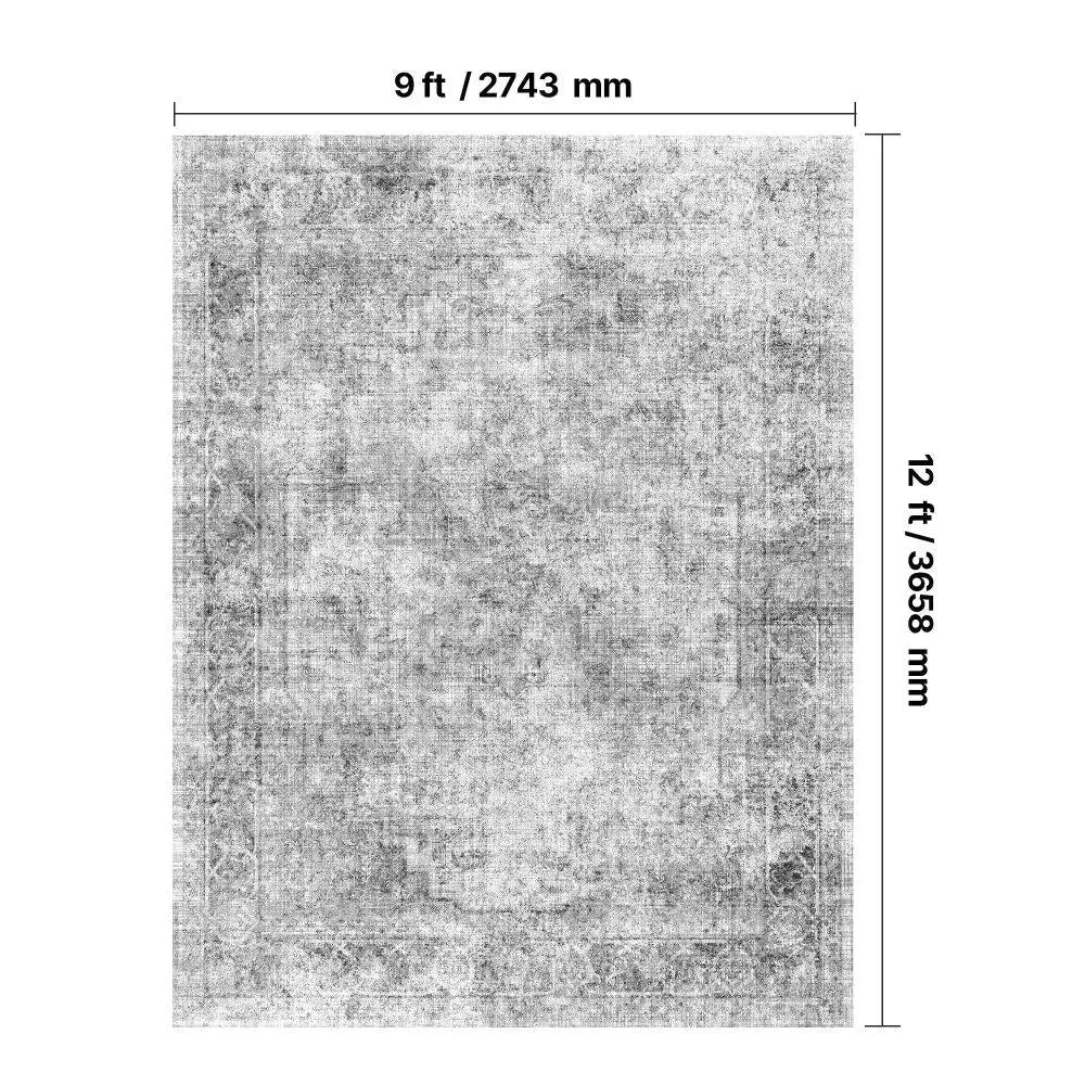 Large Bohemian Anti-Skid Area Rug 9x12 ft Stylish Floor Mat