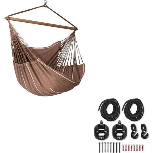 XL King Habana Cotton Hammock Chair with Suspension Kit for Indoor Use