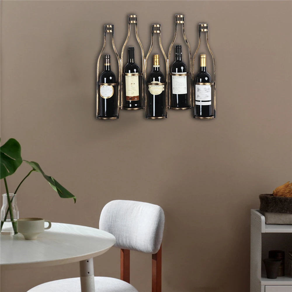 Wall Mounted Wine Bottle Rack Metal Hanging Wine Organizer Home Decor