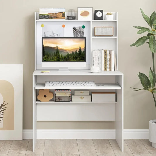 Ljustra Space Saving Computer Desk with Hutch and Magnetic Whiteboard
