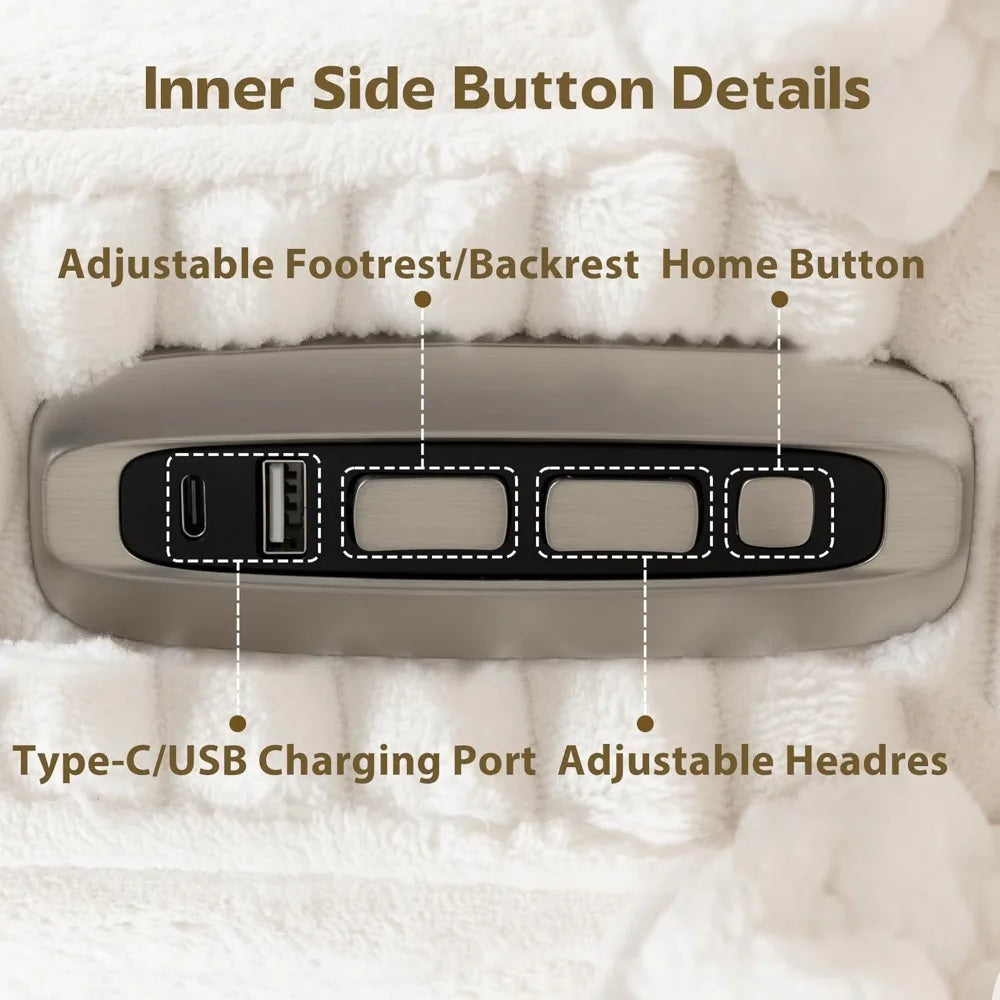 Dual Motor Power Oversized Swivel Rocker Recliner Chair with Heat