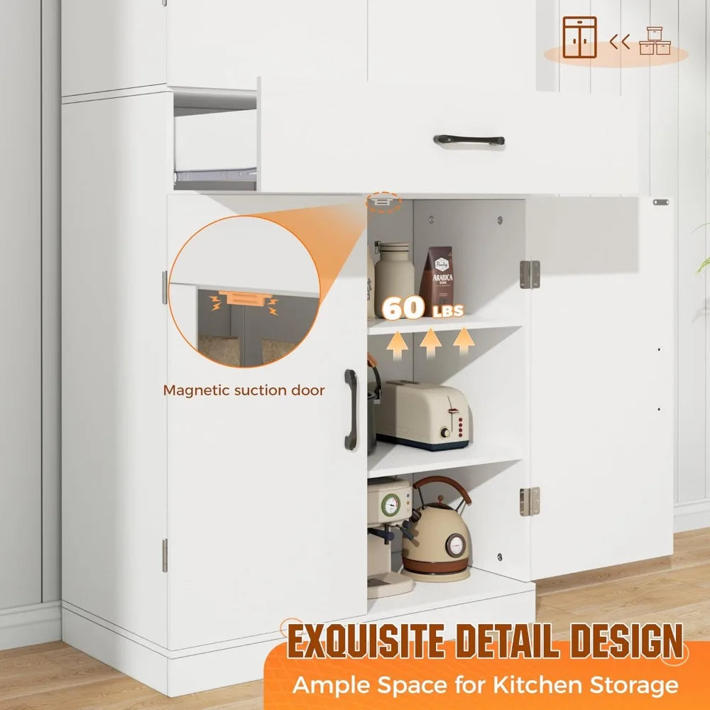 72 Inch Kitchen Pantry Cabinet Storage Cupboard with Adjustable Shelves