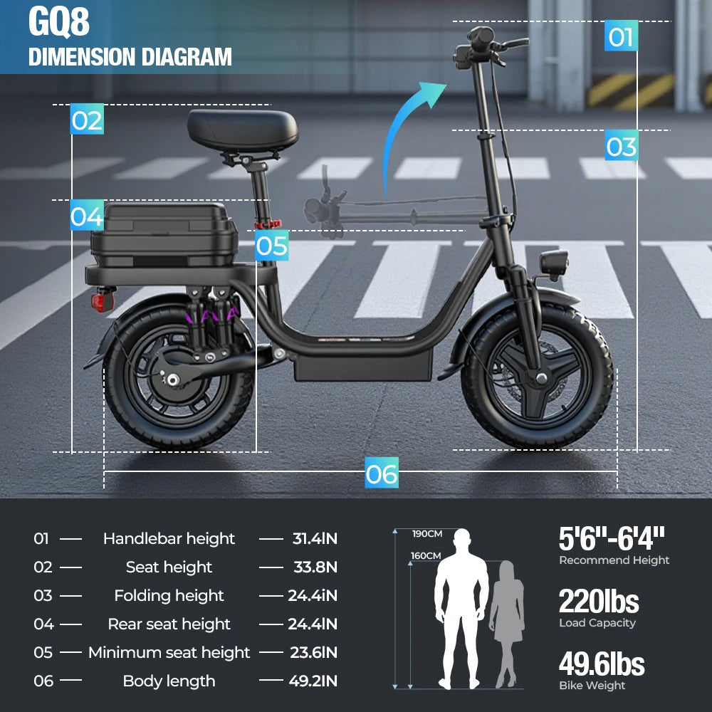 500W Electric Scooter 48V 15Ah Lithium Battery 35km/h Shopping Box