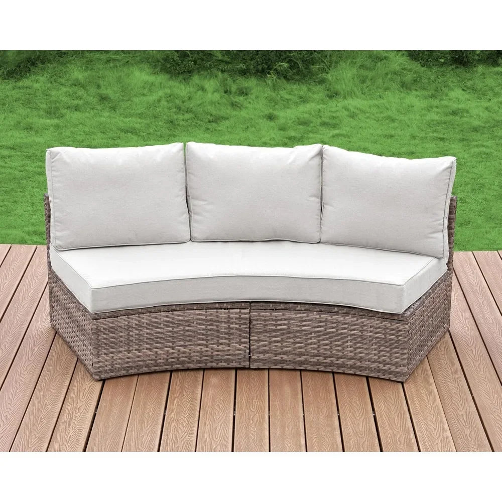 Ljustra Half-Moon Sectional Sofa Set Outdoor Patio Furniture with Cushions