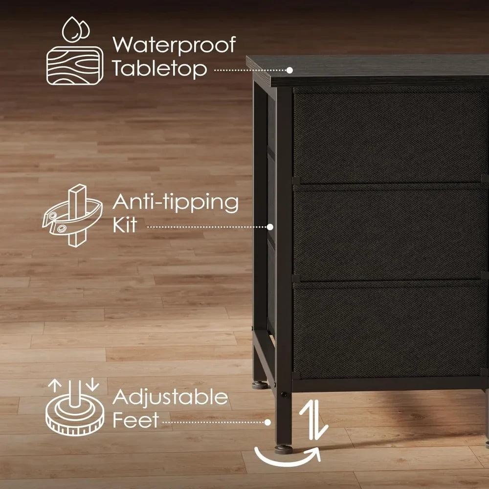 63 Inch TV Stand Dresser with LED Lights Power Outlets 11 Drawers Storage