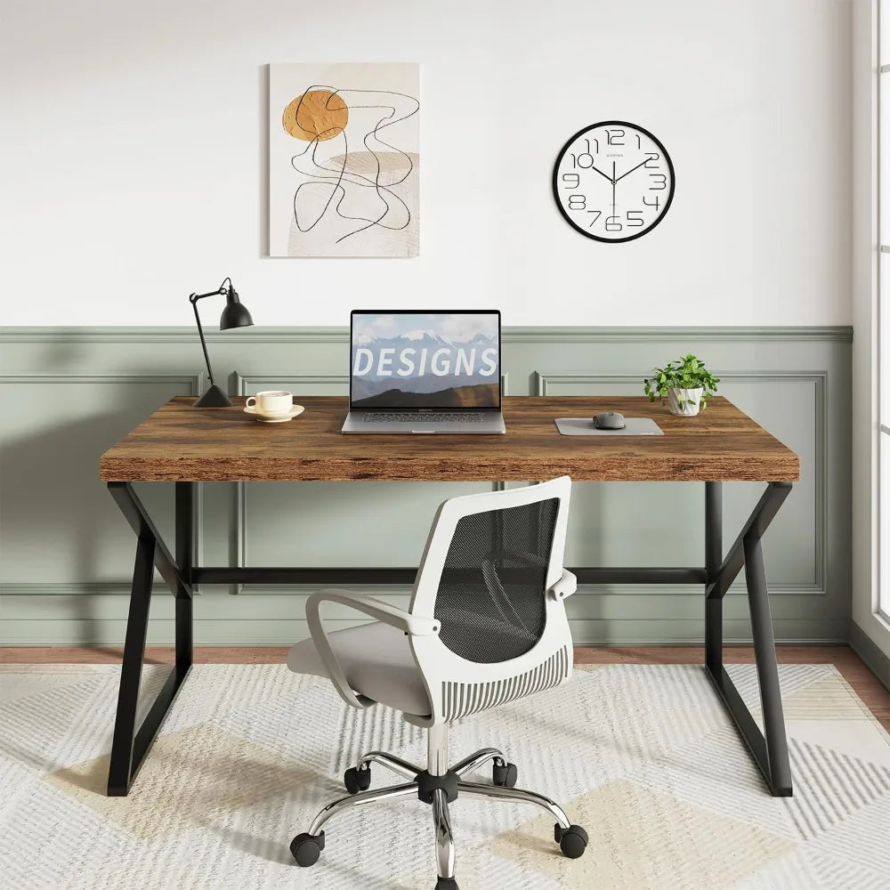Rustic Brown Industrial Home Office Desk Simple Minimalist Design