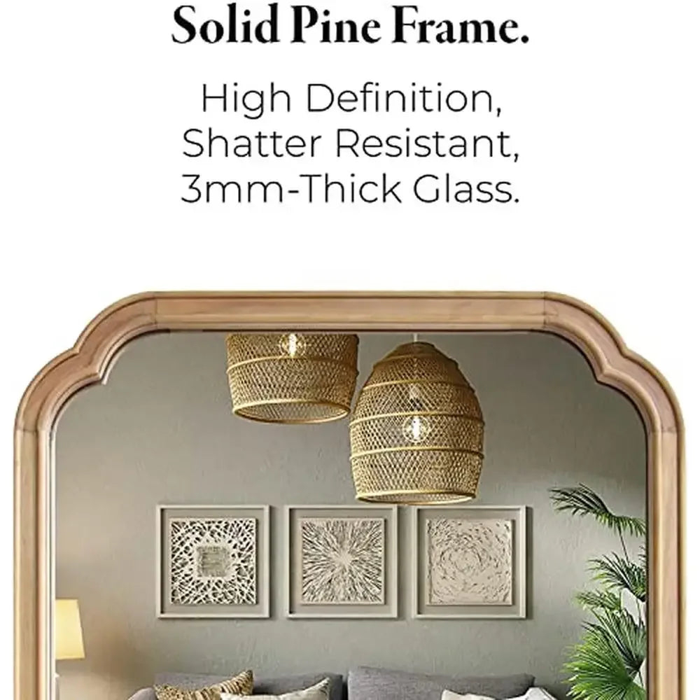 Rustic Wood Frame Wall Mirror 24x36 Handcrafted Wall Mounted Decor