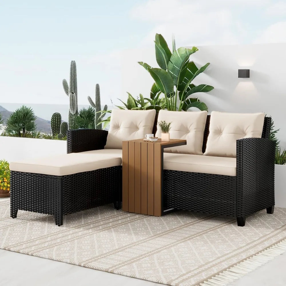 Ljustra Outdoor Wicker Patio Furniture Set 3 Piece Sectional Sofa Set