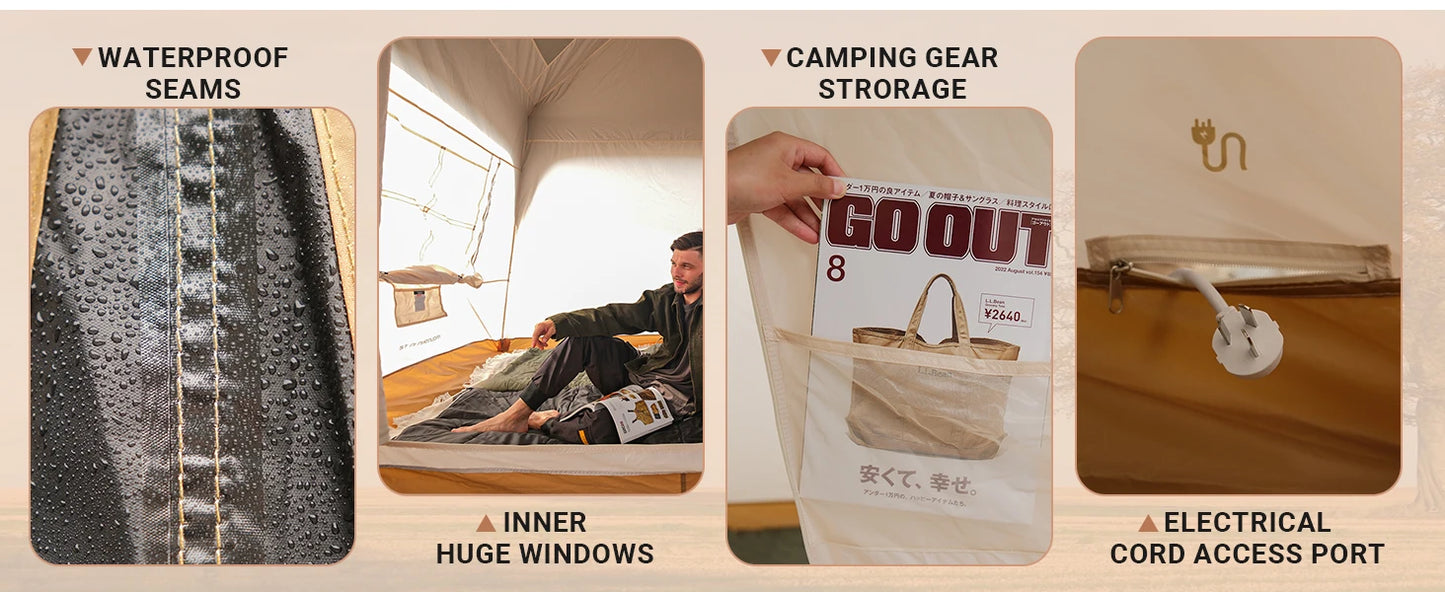 KingCamp Quick-open Tunnel Tent with Awning for Camping Hiking Outdoors