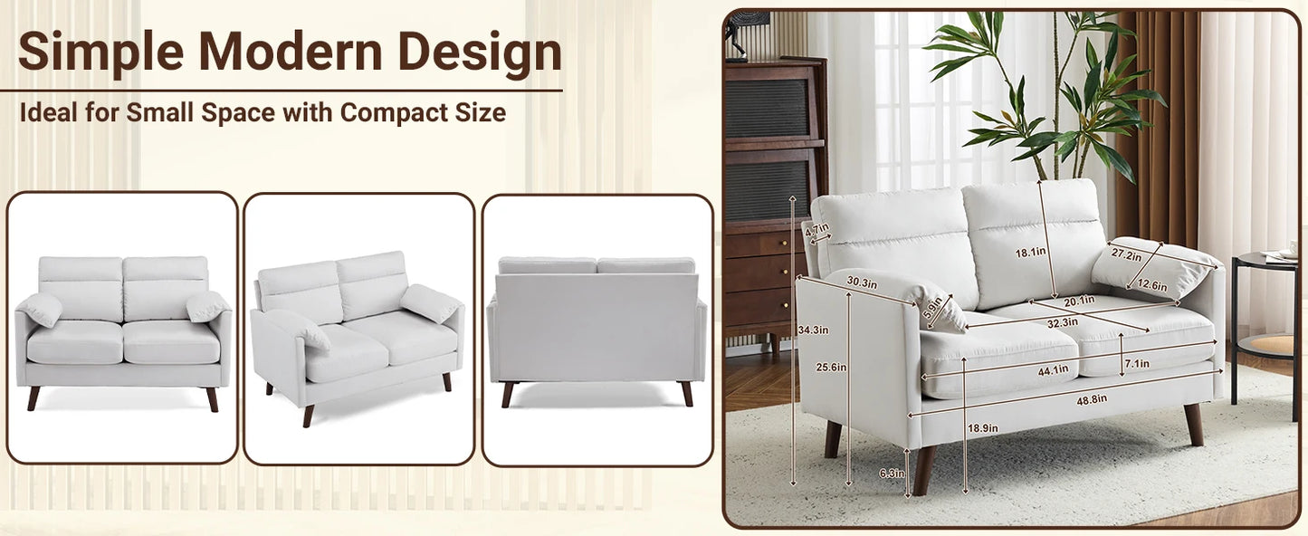 Ljustra Mini Loveseat Sofa Couch Small Space Comfy Seating 48.8"