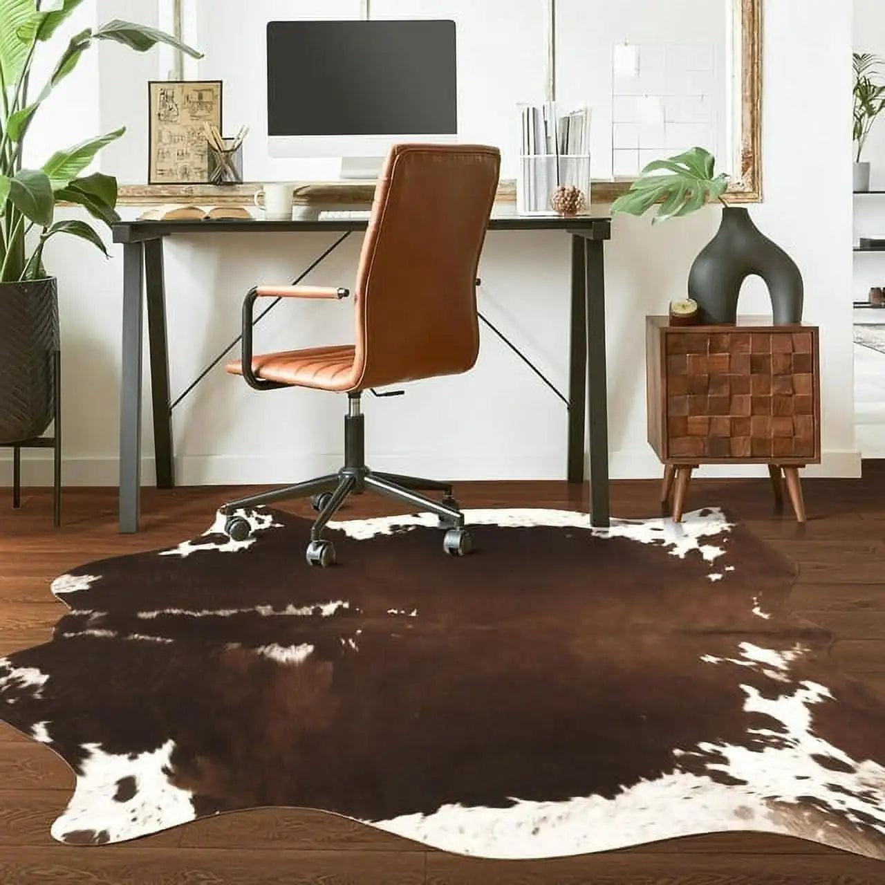 American Style Animal Print Faux Fur Cowhide Rug for Living Room Bedroom