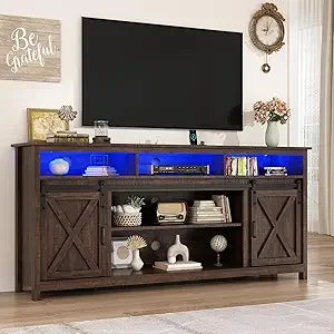 70 Inch LED Farmhouse TV Stand for 80 Inch TVs Storage Cabinets