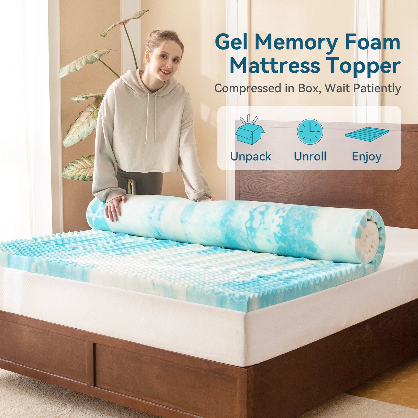 Ljustra 5-Zone Memory Foam Cooling Mattress Topper for Comfort Relief