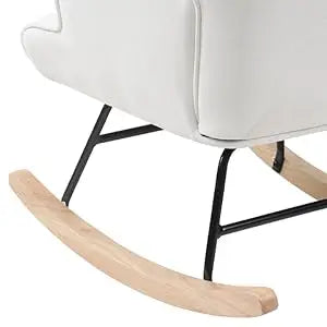 Mid Century Rocking Chair Fabric Recliner with Wood Legs for Living Room