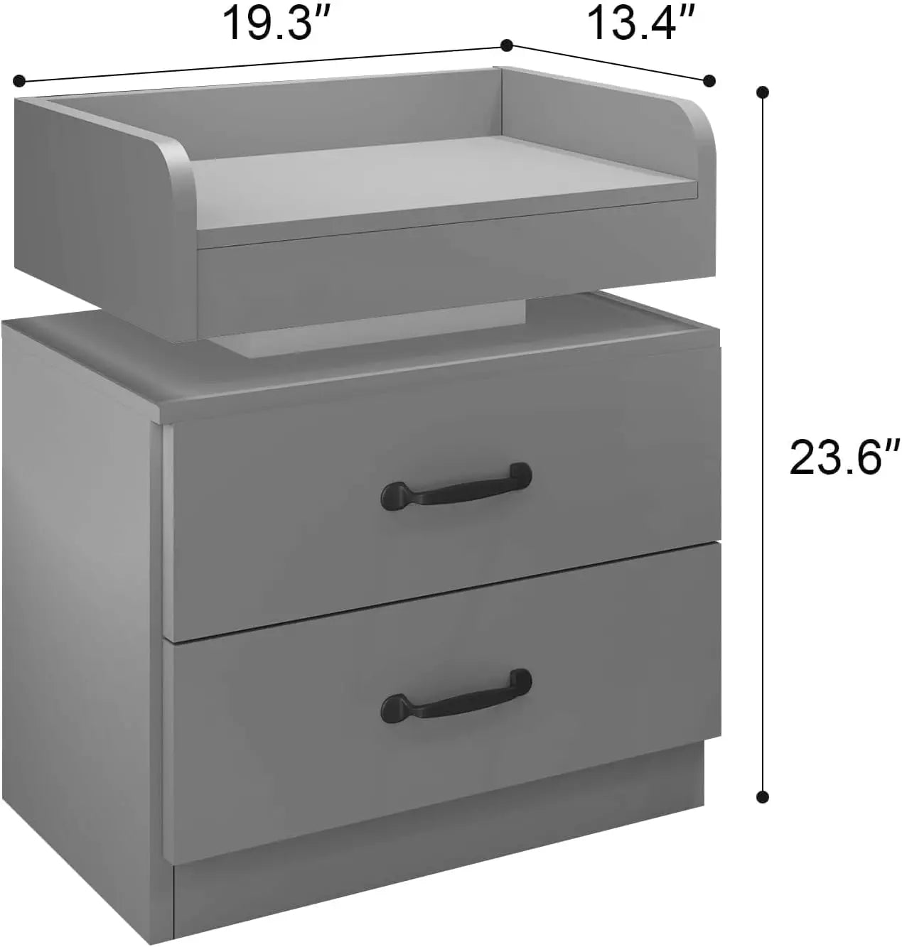 Nightstand with Charging Station LED Lights Modern End Table Set of 2