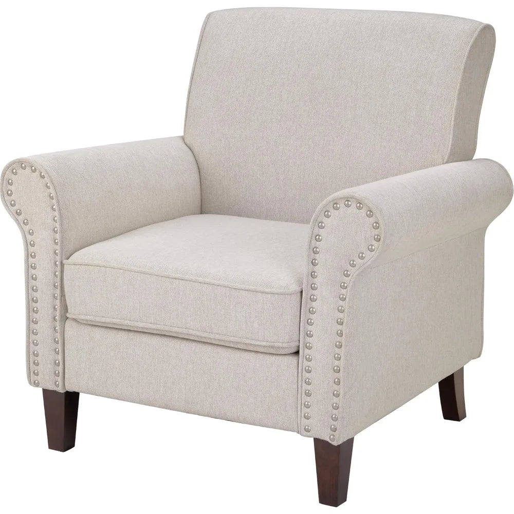 Comfy Accent Chair Mid Century Modern Fabric Living Room Reading Chair