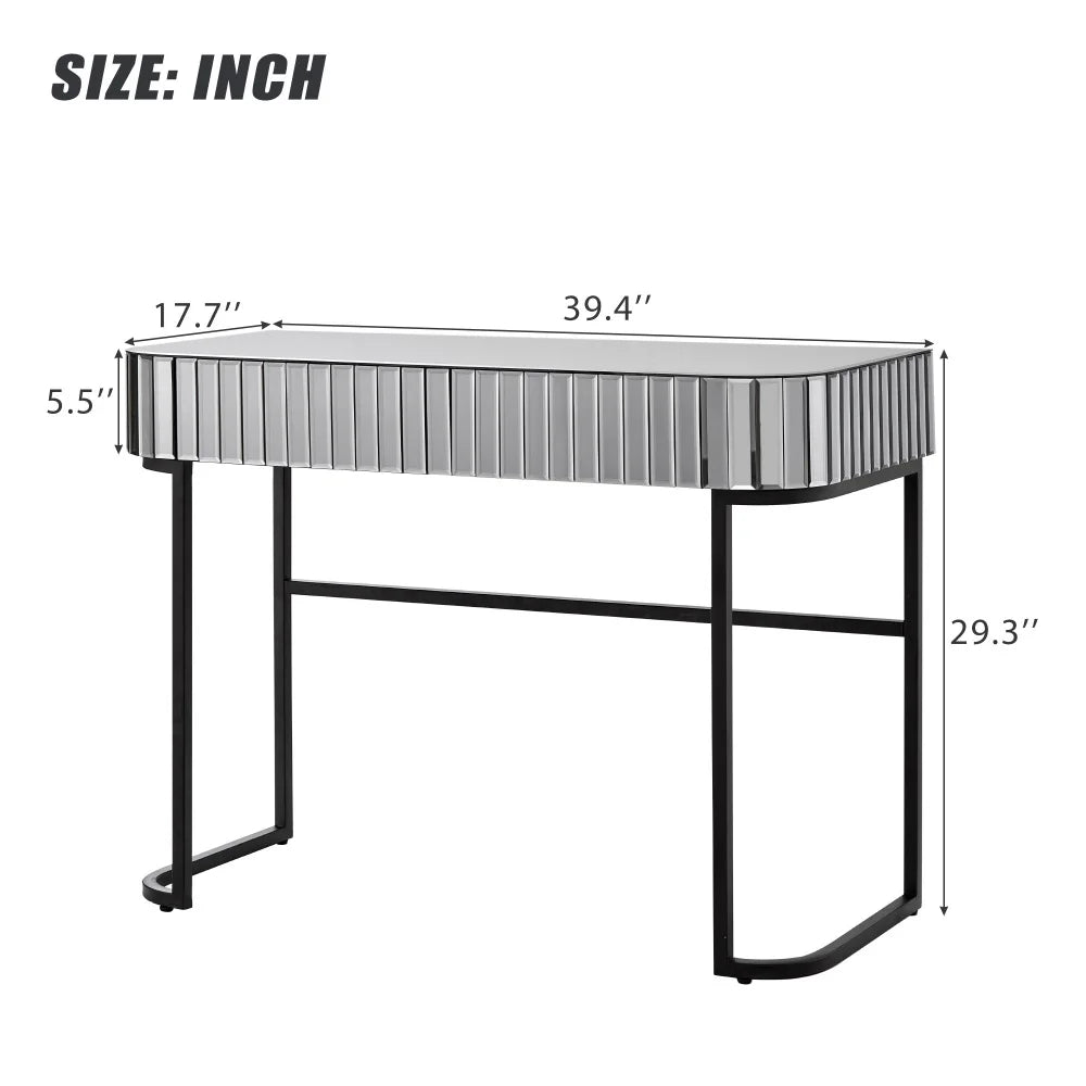33.9" Mirrored Makeup Vanity Desk with LED Mirror and Storage Drawers