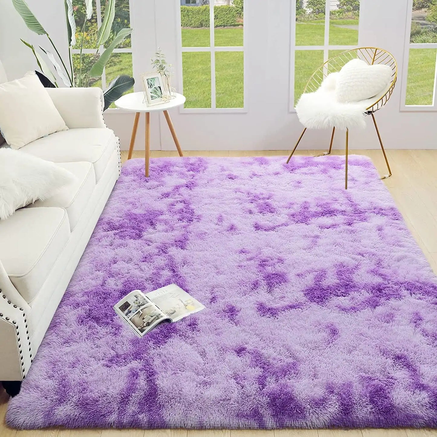 Ljustra Super Soft Plush Tie Dye Velvet Rug for Living Room Bedroom