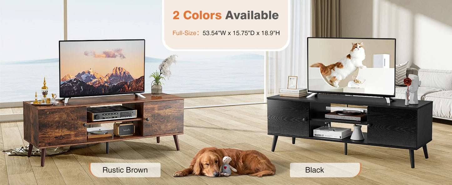 Ljustra Wooden Fireplace TV Stand for Up to 60 Inch Adjustable Shelf Storage