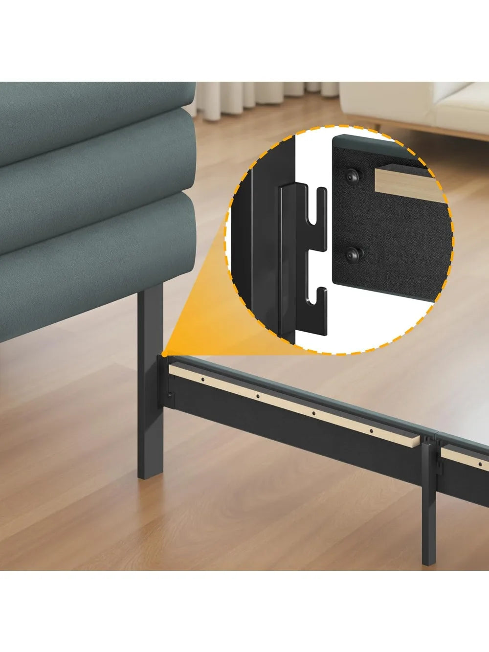 Twin Bed Frame Velvet Upholstered Headboard No Box Spring Needed