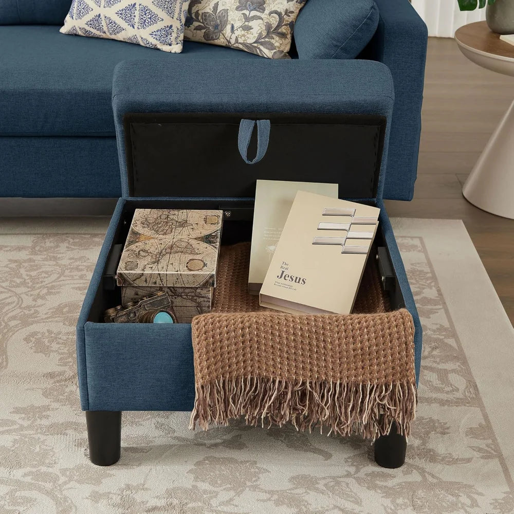 Modern U-Shaped Sectional Sofa with Ottoman Storage for Living Room