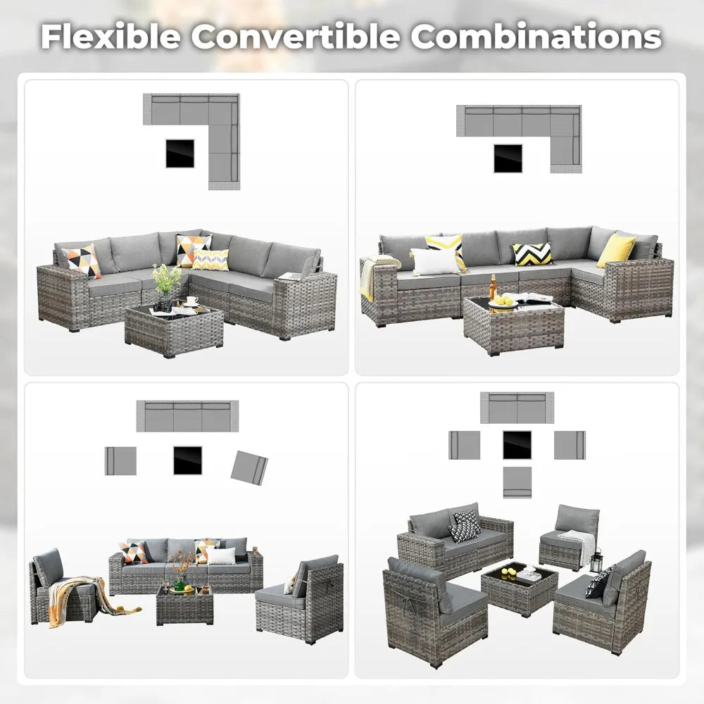 Ljustra 6 Pieces Patio Furniture Set Outdoor Sectional Sofa Couch