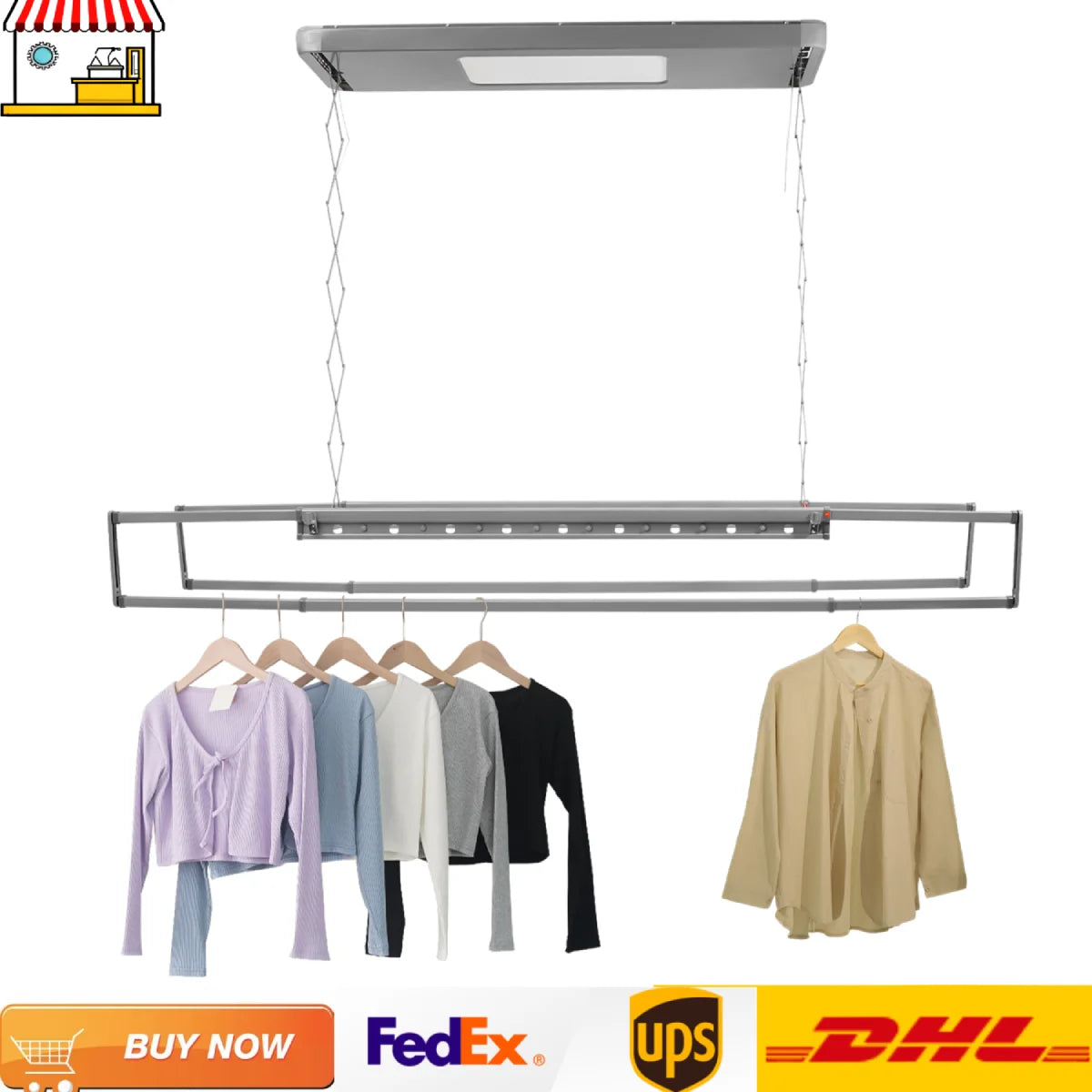 Electric Telescopic Clothes Dryer with Remote Control for Home Use