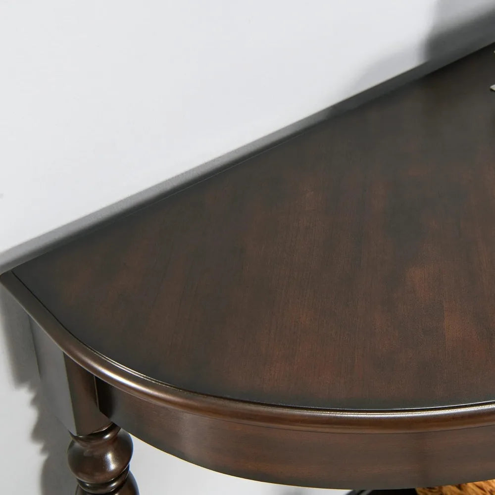 Demi Lune Console Table Solid Wood Entryway Table with Storage Drawer