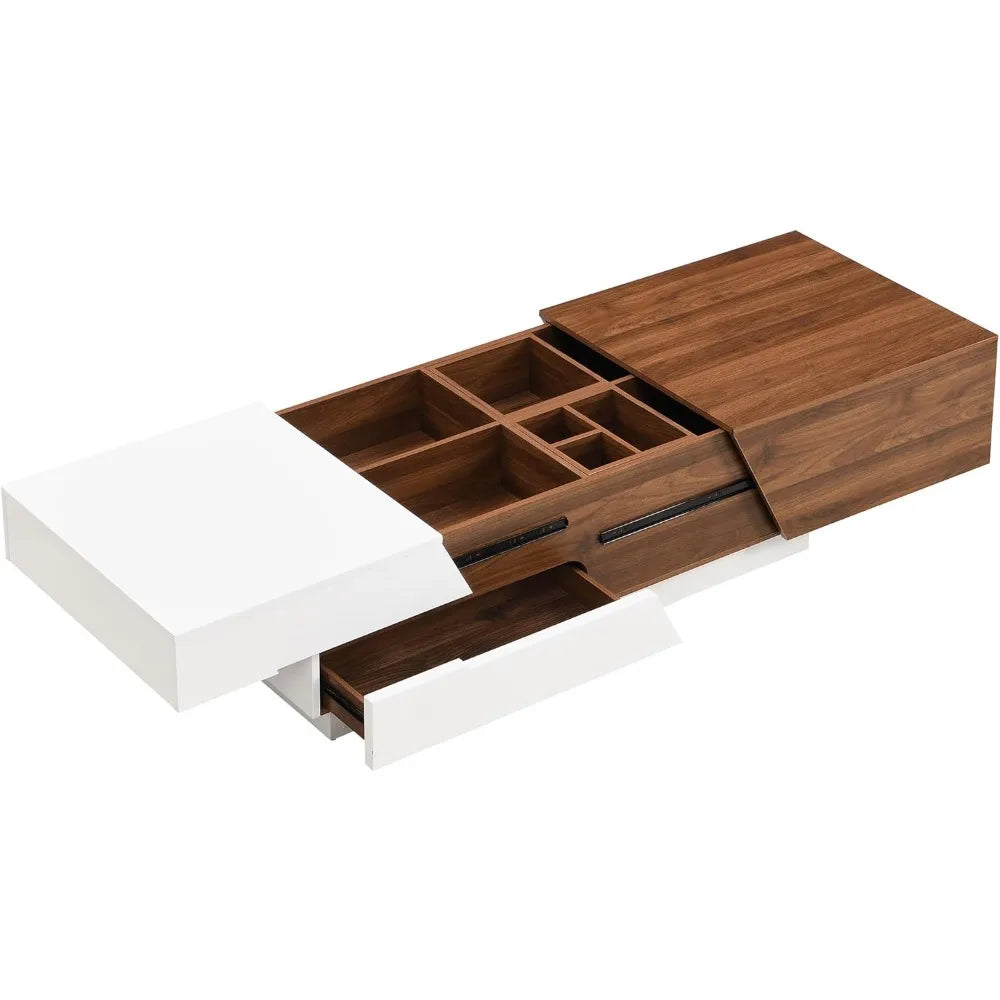 Extendable Sliding Coffee Table with Storage for Living Room Office