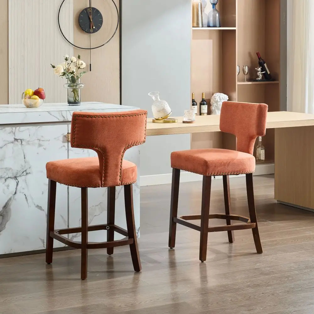 Ljustra Mid-Century Modern Counter Height Bar Stools Set of 2 Kitchen Chairs