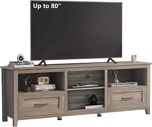 Modern Black TV Stand for TVs up to 80 inches Large Entertainment Center