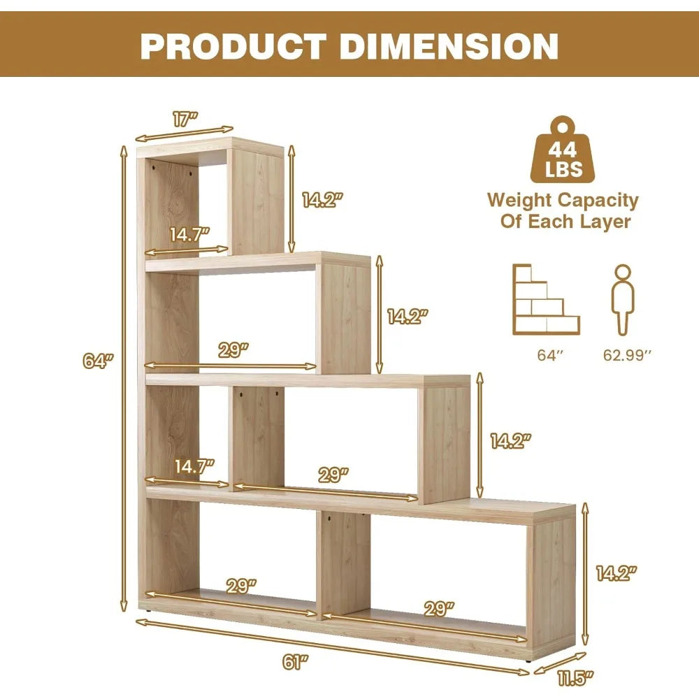 L Shaped 4 Tier Bookshelf Corner Display Rack 10 Shelves Modern Home Storage