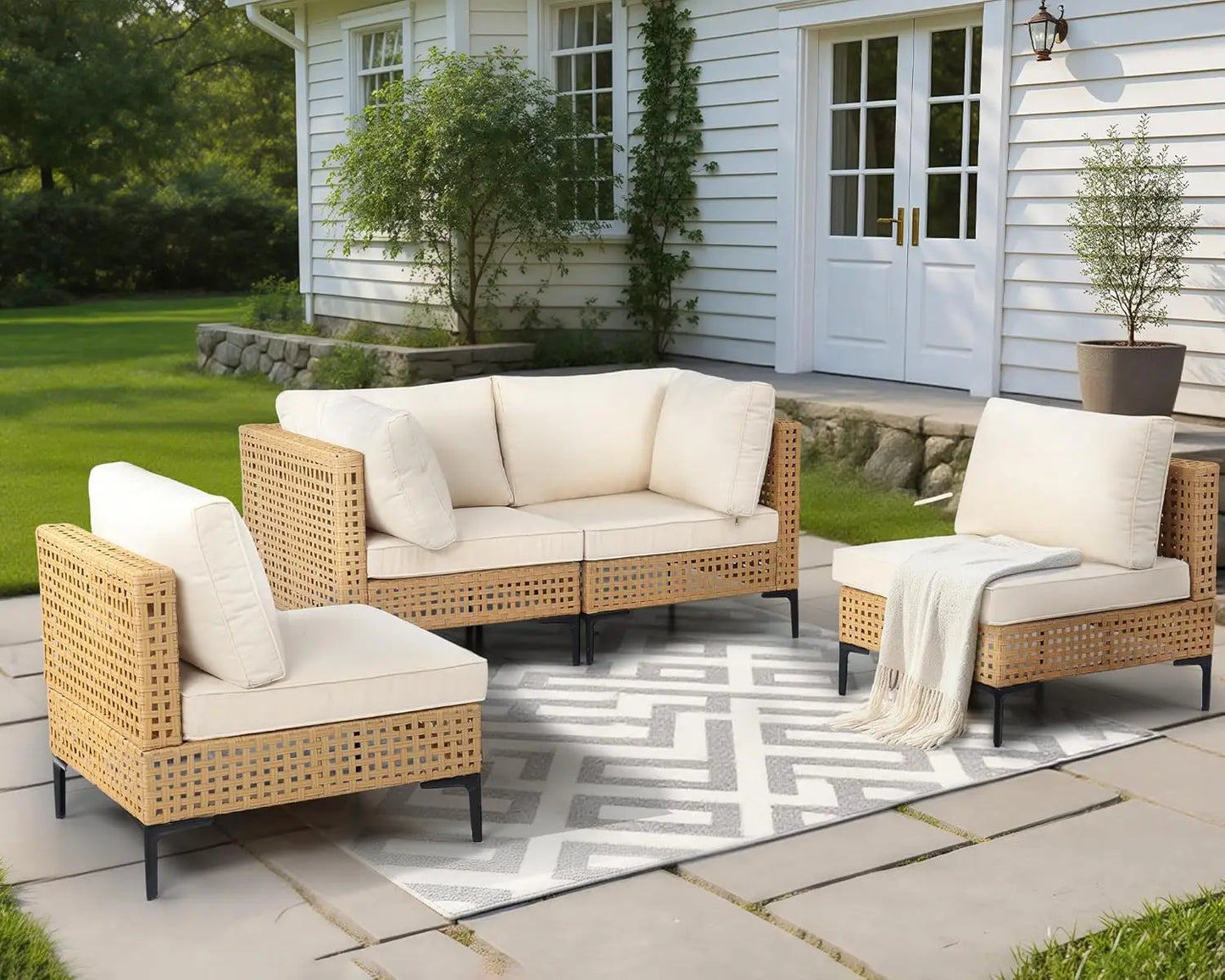 7-Piece Wicker Outdoor Patio Furniture Set with Coffee Table Sectional