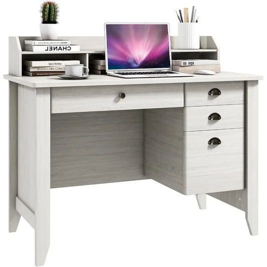 Computer Desk with 4 Storage Drawers and Hutch Vintage Home Office Desk