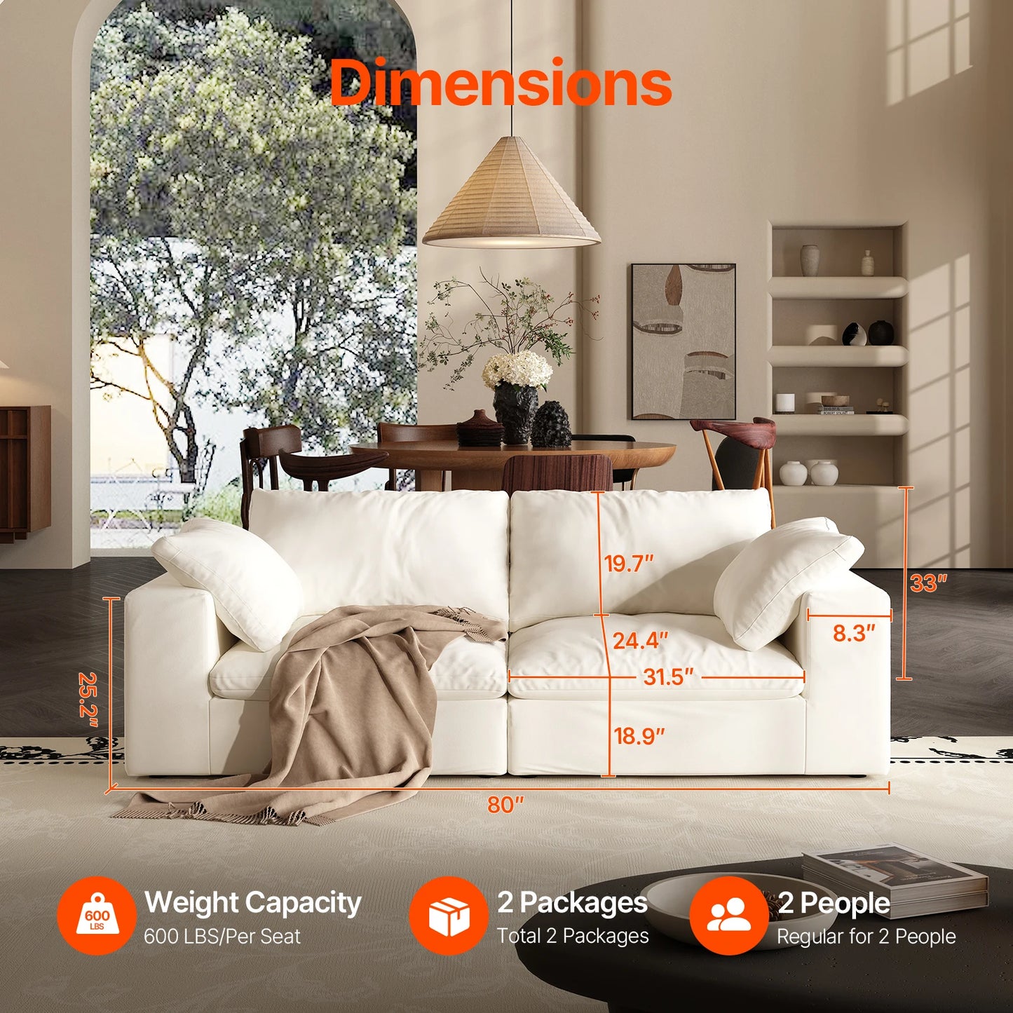 U-Shaped Cloud Couch Down-Filled Modern Modular Sectional Sofa Living Room